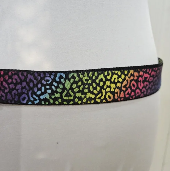 Vintage Y2K Hot Topic Punk Rainbow Pride Animal Print Seatbelt Buckle Belt OS - Picture 6 of 14